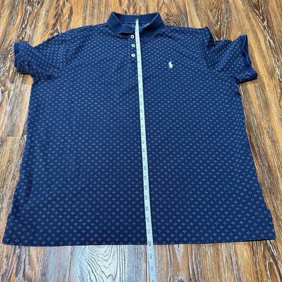 Ralph Lauren Polo Shirt Mens XL Blue Diamond Print Pony Stretch Mesh Classic Fit - Picture 5 of 6